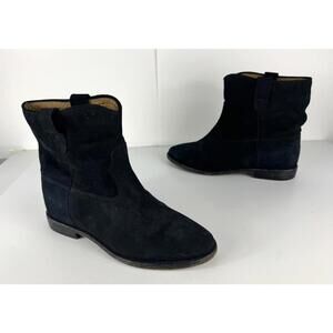 Isabel Marant Crisi Suede Ankle Boot Womens EU 39 US 9 Black Pull On Bootie